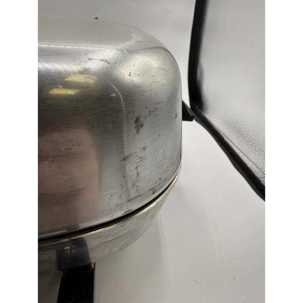 Vtg Sears Electric Stainless Steel Fry Pan w/ Broiler‎ Lid, Power Adapter & Rack
